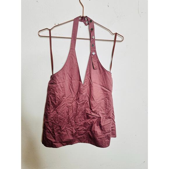 TIBI Purple Pink Dusty Hue Halter Neckline Snap Closure Halter Top size 8 - Picture 3 of 10
